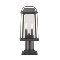 Z-Lite Millworks 2 Light Outdoor Pier Mounted Fixture, Oil Rubbed Bronze & Clear Beveled 574PHMR-533PM-ORB